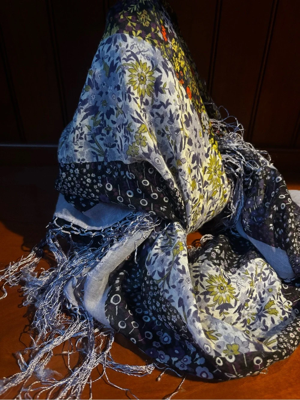 Large floral tassels square scarf